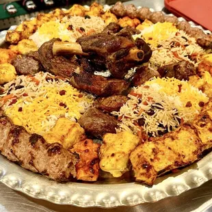 a pizza with meat and cheese