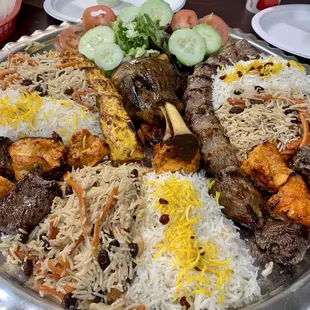 a platter of persian food