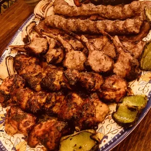 Group platter of grilled delights! Chicken, lamb chops and beef!