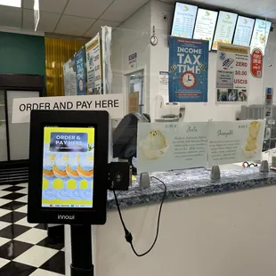 Order at tablet or at the front