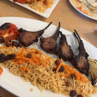 Afghani rice with Lamb chops