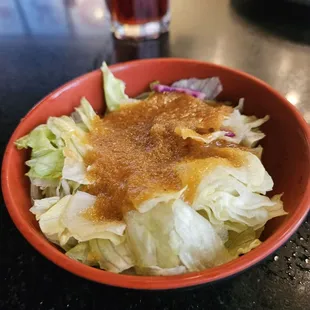 Salad with ginger dressing