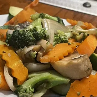 The raw barely steamed veggies that were supposed to be hibachi :(