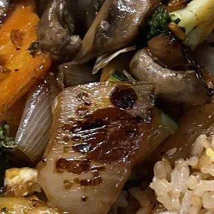 What delicious hibachi veggies from my daughters plate look like