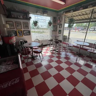 red and white checkered floor