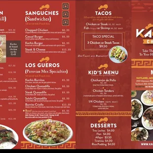 Kachis Chicken Menu