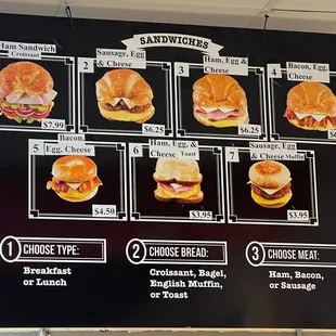 Sandwich Menu as of July 2022