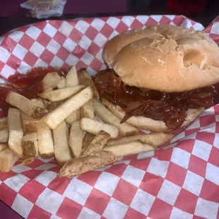 Ham BBQ &amp; Fries. Flavorful and Filling...