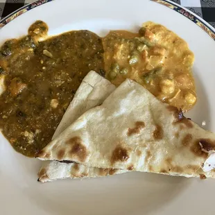 saag paneer + navratan korma