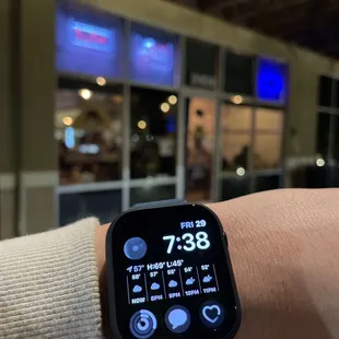 the time displayed on the watch