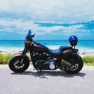 Kaena point with Harley Davidson Motorcycle