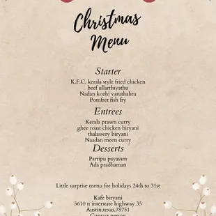 a christmas menu