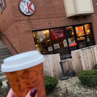 Hot mocha outside store