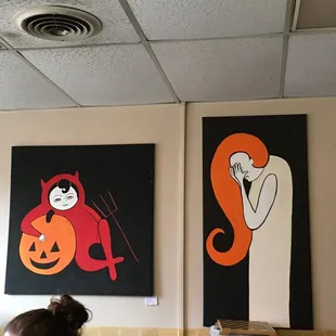 Local art (for sale!) on display.