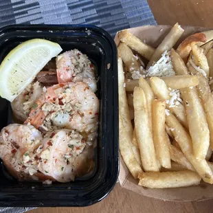 $16 for 6 shrimps and the saddest greek fries i&apos;ve ever seen. why does quality go down when you get delivery?