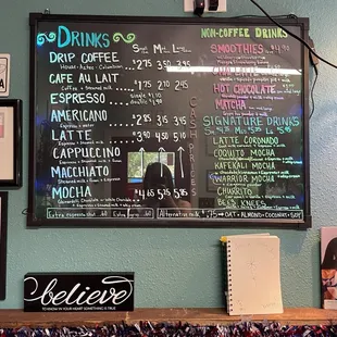 Drink menu