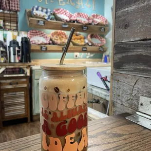 She makes the cutest cups and uses coffee ice cubes!! 10/10 delicious coffee!
