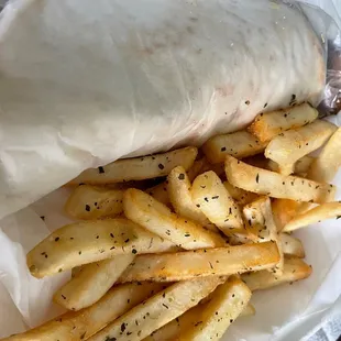 Fries Basket and Classic Gyro Wrap