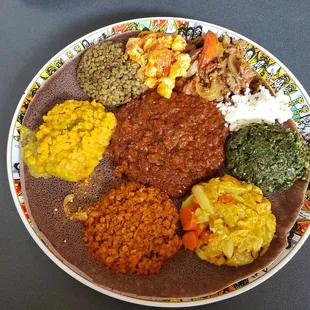 a plate of ethiopian food