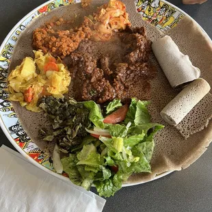 Meal and veggie platter for two