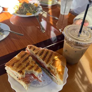 Smoked salmon, Chinese Chicken Salad, and Iced white mocha