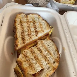 Sourdough Denver breakfast sandwich  Blended Flavored Latte Denver Scramble