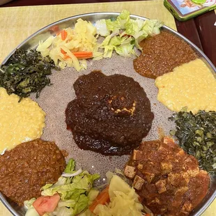 a plate of ethiopian food