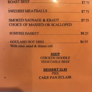 The "only in Minnesota" section of the menu.