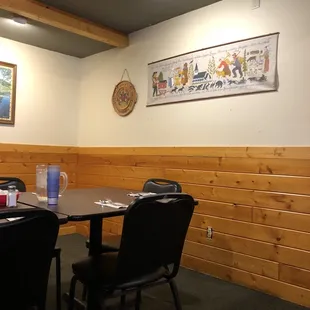 a table and chairs