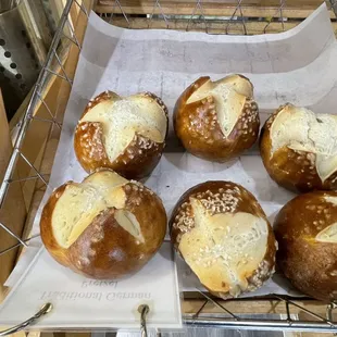 a basket of pretzels