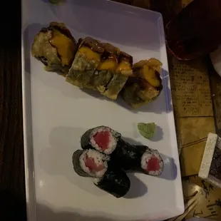 a plate of sushi