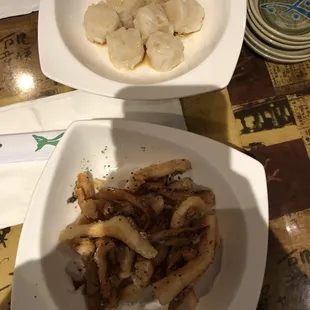 Salt pepper Squid and Steamed Shrimp Shumai