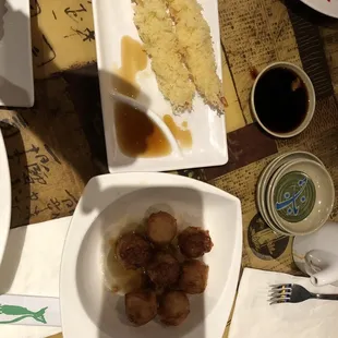 Fried Shumai and Shrimp Tempura