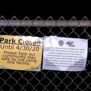 The park is closed until April 30, 2020.