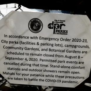 Looks like the signs are up at the park again!