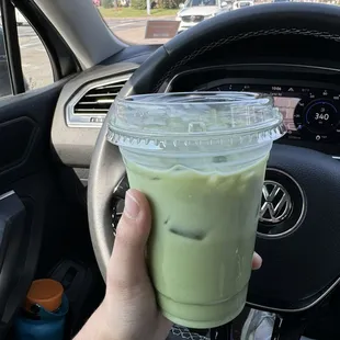 Oat milk matcha with vanilla