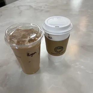 iced latte and hot latte