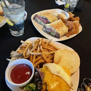 Mecklenburger Burger, Blackened Prime Rib Wrap Sandwich