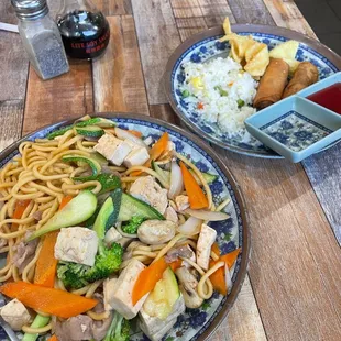 two plates of food on a table