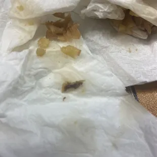 This is what I kept on running into while I was eating my food it was hard pieces not sure what it was