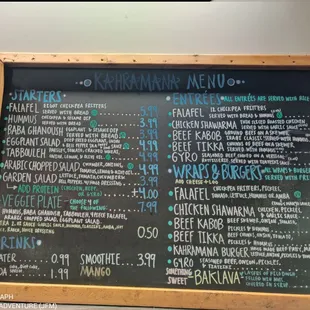 the menu