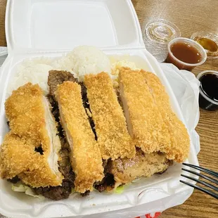 Katsu combo (chicken, beef and bbq chicken)