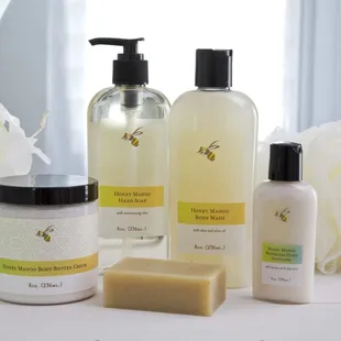 Our bath and body products made using our very own local honey