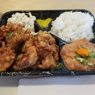 Spicy Chicken and Spicy Mayo Poke Bento