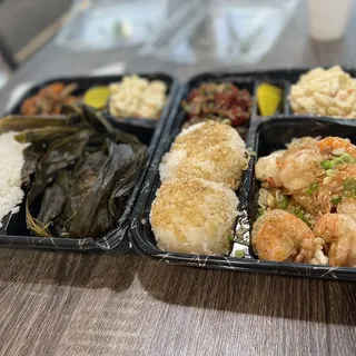 Lau Lau and Salmon Poke Bento