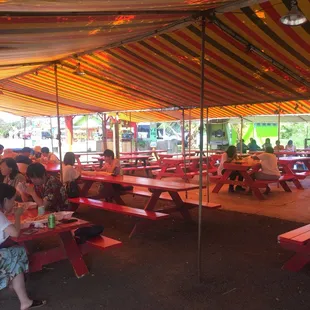 Shaded outdoor seating