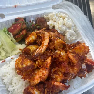 Spicy garlic shrimp plate (2 spoon spice)