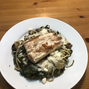 Mahi-mahi Mac Nut Pesto plate