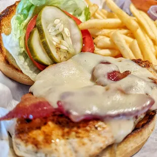 Blackened Chicken Sand. w/swiss &amp;bacon