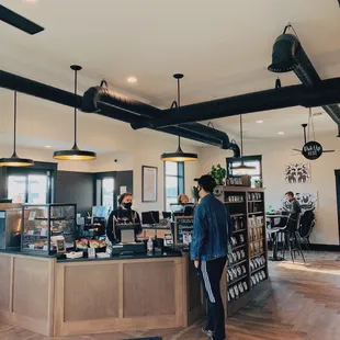 a man standing at the counter